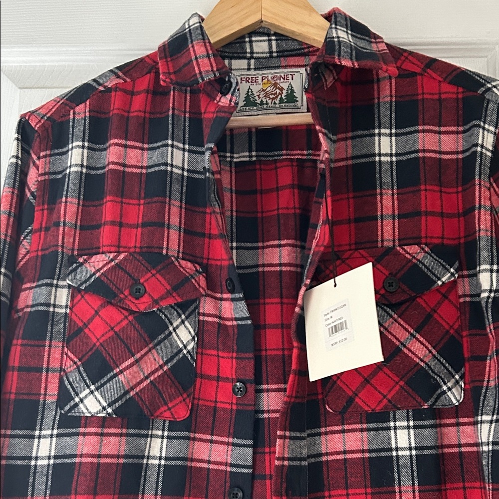 Men’s Free Planet Navy &Red flannel shirt 
Size-Medium New with tags